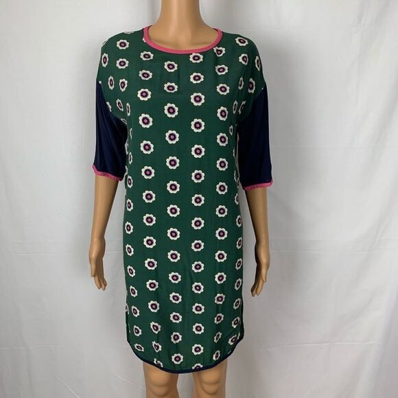 Boden Floral Shift Dress Color block 1/2 Sleeve 4R Keyhole - Picture 1 of 8